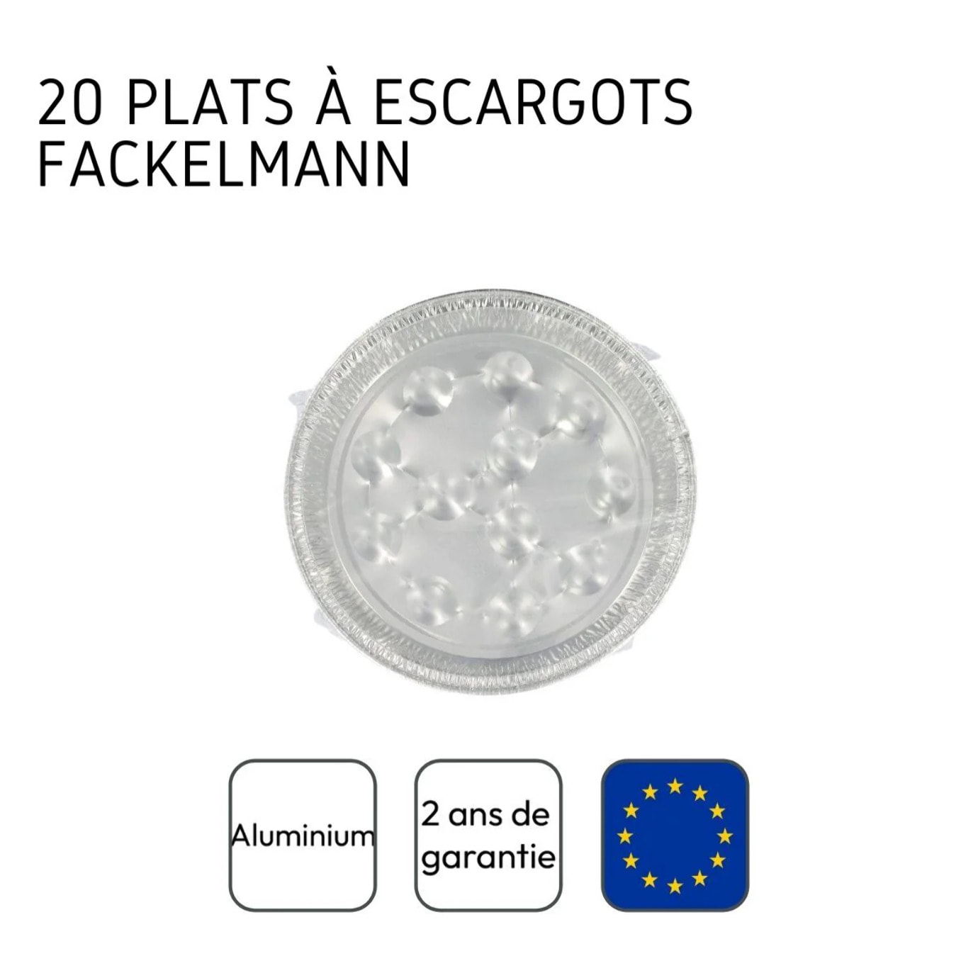 Lot de 2 packs de 10 plats à escargots en aluminium 17,5 cm Fackelmann