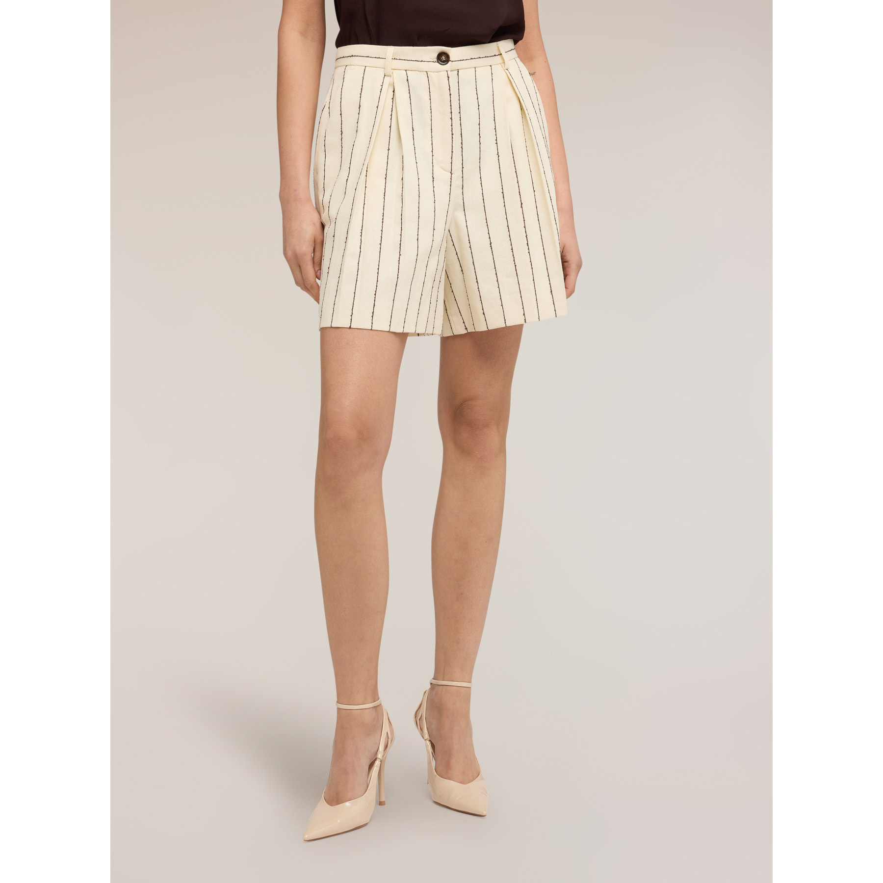 Motivi - Shorts gessati The Tailoring Lab - Beige
