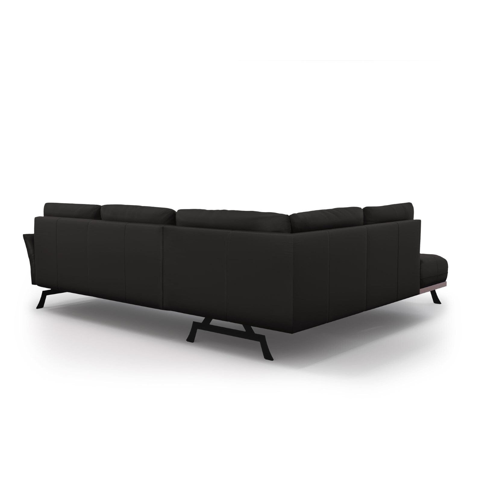 Canapé d'angle gauche convertible "Olivier" 5 places en cuir véritable noir