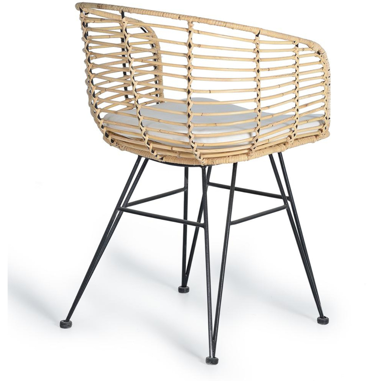 Silla de Rattan Natural 52 Cm Estilo Mediterráneo