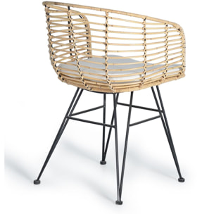 Silla de Rattan Natural 52 Cm Estilo Mediterráneo