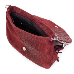 Amanda Borsa a tracolla Donna.Pelle autentica Camoscio Incisione Coccodrillo