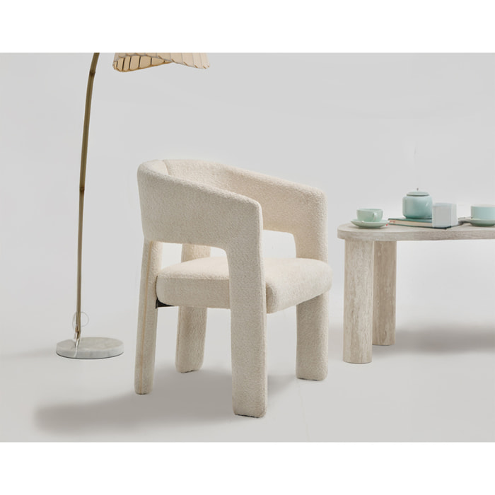 Gaspard - fauteuil - en tissu bouclette - Beige