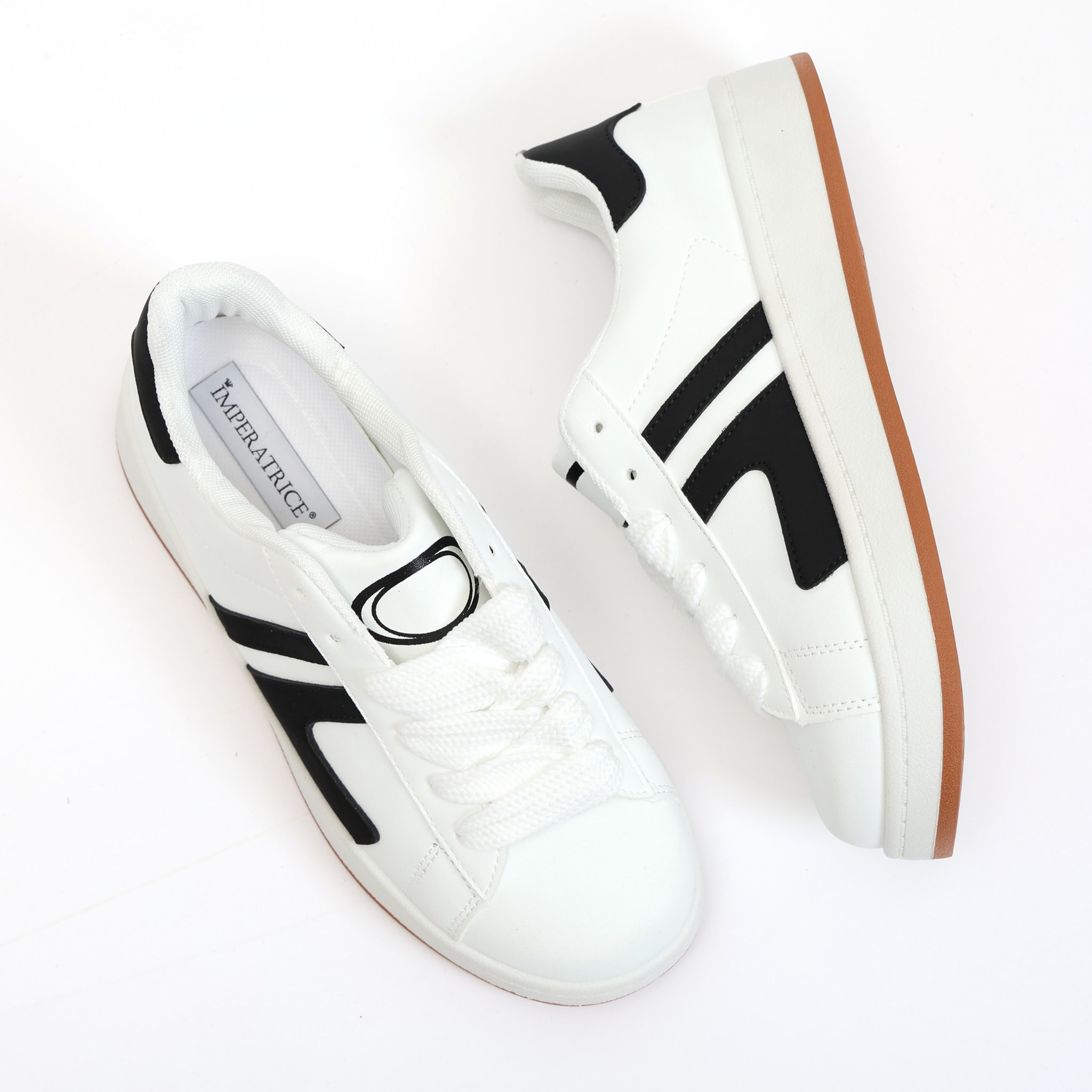 Sneakers in simil pelle bicolore