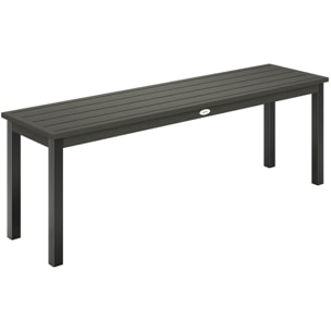 Banc de jardin 2 places lattes effet bois métal gris