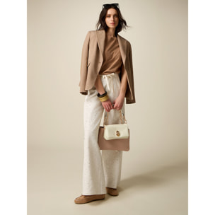 Oltre - Pantaloni palazzo con paillettes - Bianco