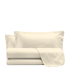 COMPLETO LETTO RASO CLOE, 100% Raso di Cotone, Made in Italy - PANNA