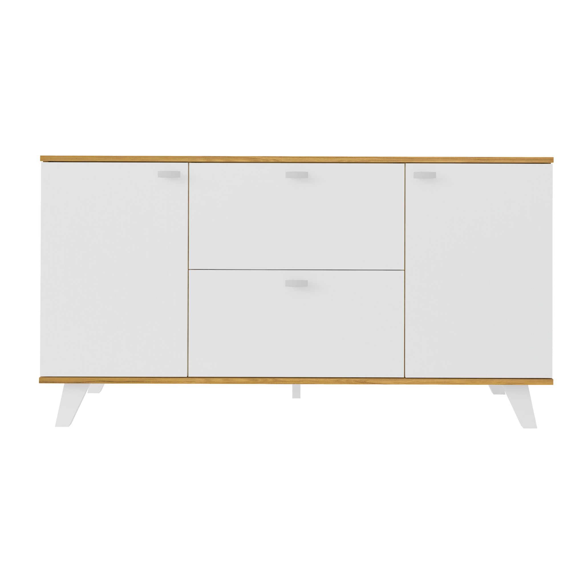 Aparador TURQUÍA - 2 puertas y 2 cajones - nogal y blanco - 140x40x75cm