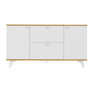 Aparador TURQUÍA - 2 puertas y 2 cajones - nogal y blanco - 140x40x75cm