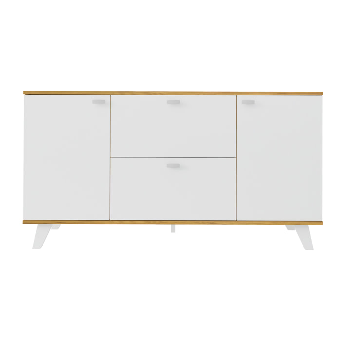 Aparador TURQUÍA - 2 puertas y 2 cajones - nogal y blanco - 140x40x75cm