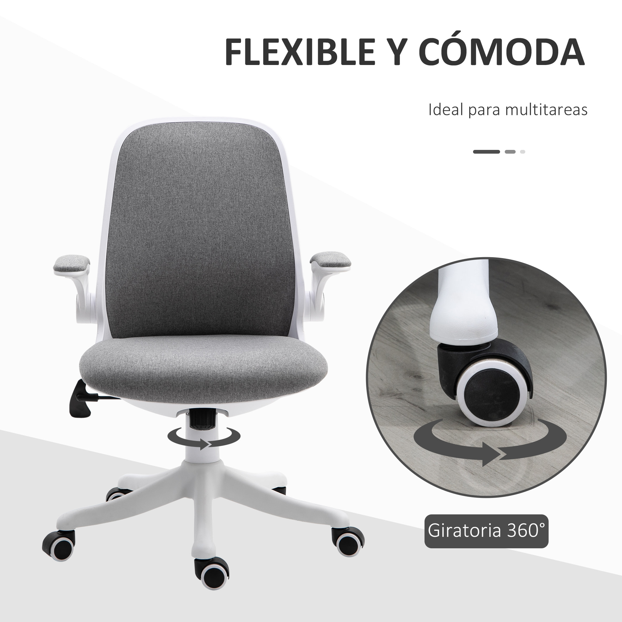 Silla de Escritorio Basculante 62,5x60x90-98 cm Gris
