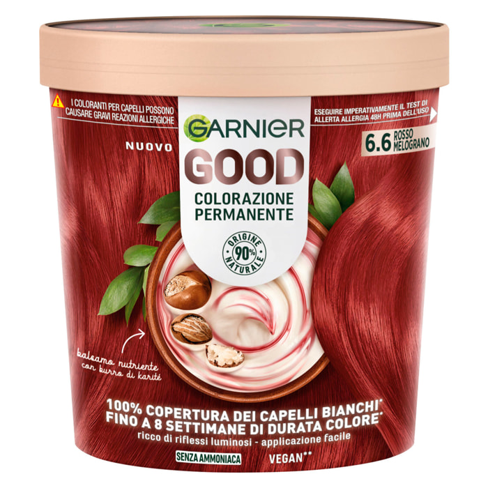 Tinta Capelli 6.6 Rosso Melograno Colorazione Permanente Good Senza Ammoniaca con Balsamo Nutriente