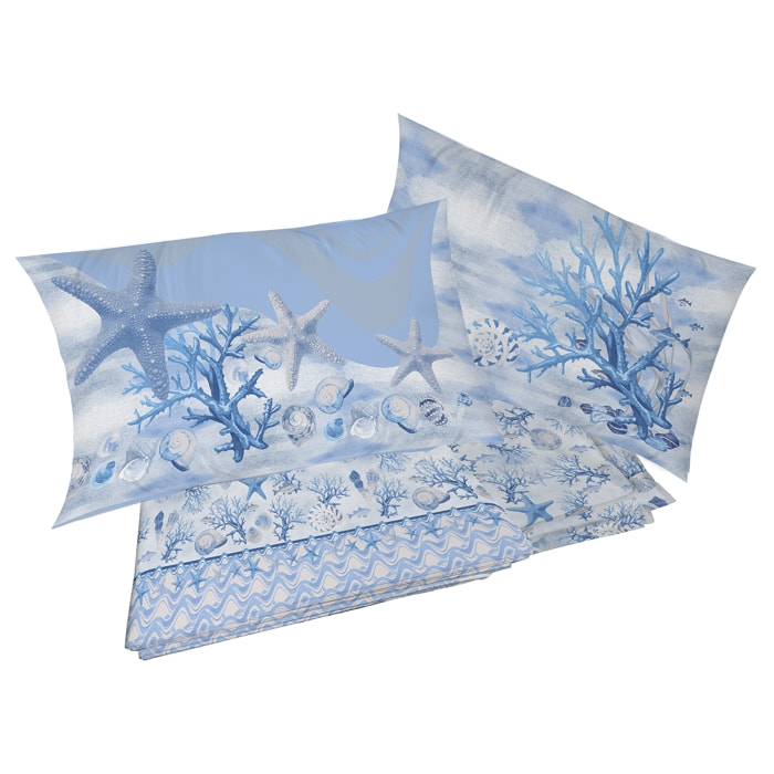 Completo letto marina blu 100% cotone