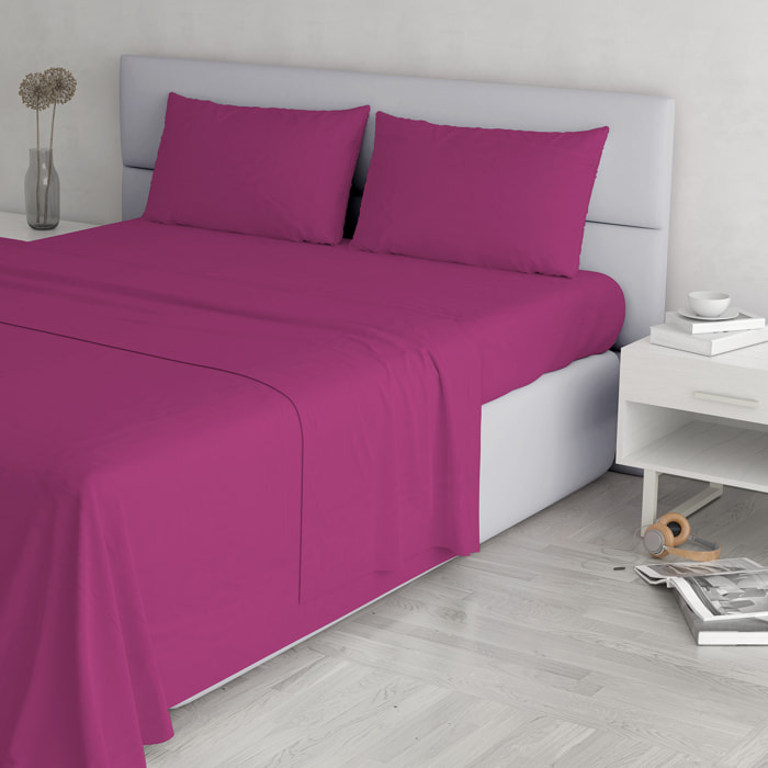 COMPLETO LETTO ELEGANT, 100% Microfibra, No Stiro - FUCSIA
