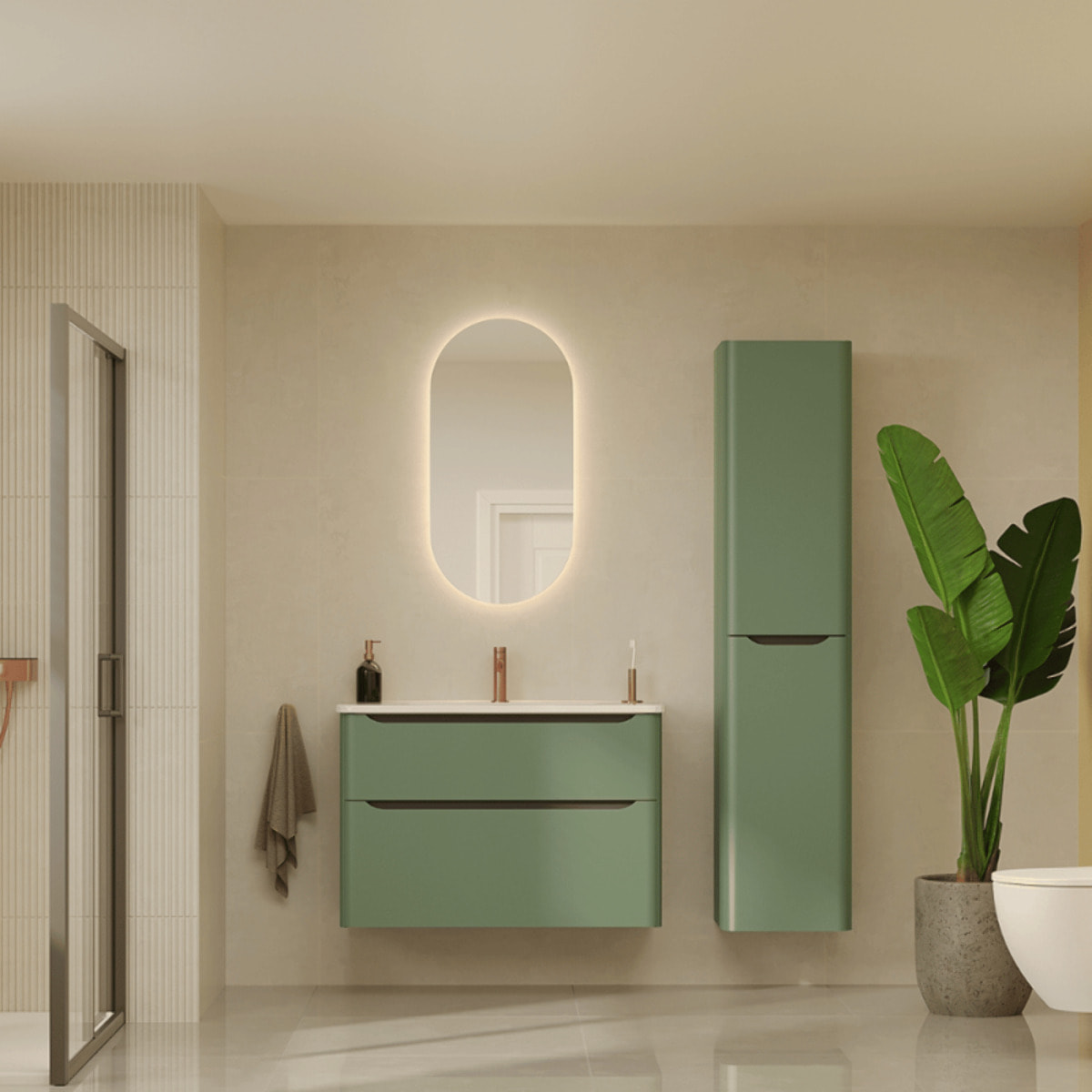 Meuble vasque supendu VITRA Sento Round 100cm Vert mat