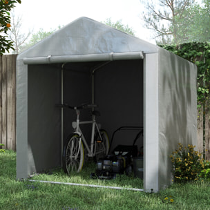 Abri de jardin tente de stockage portable abri de vélo garage pour extérieur avec cadre en acier galvanisé et grande porte, 1,6 x 2,2 m gris clair