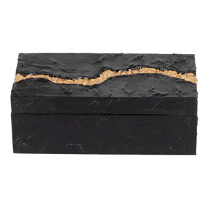 Caja Resina Negra Dorada 23x13x8 Cm