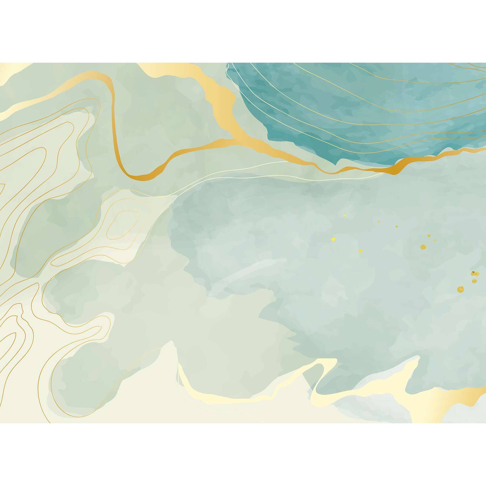 Papier peint art abstrait bleu et or effet marbre moderne Intissé