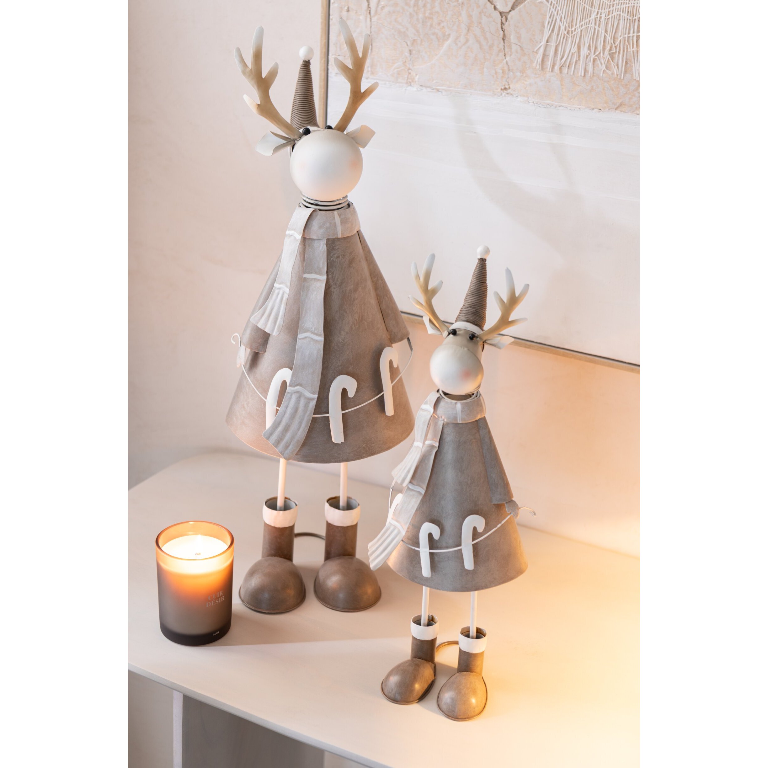 J-Line figurine Renne Sucre d’orge - métal - gris - small