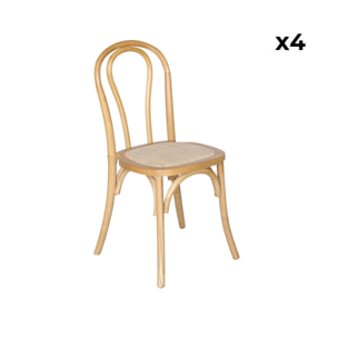 Chaise vintage bois et rotin (lot de 4) BASTILLE