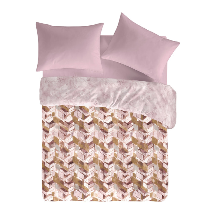 Housse de couette réversvible NUNET en coton percale - marron - vendue seule
