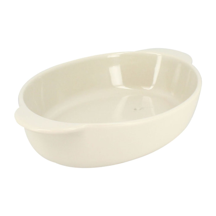 Plat à four ovale en grès beige OCTAVE