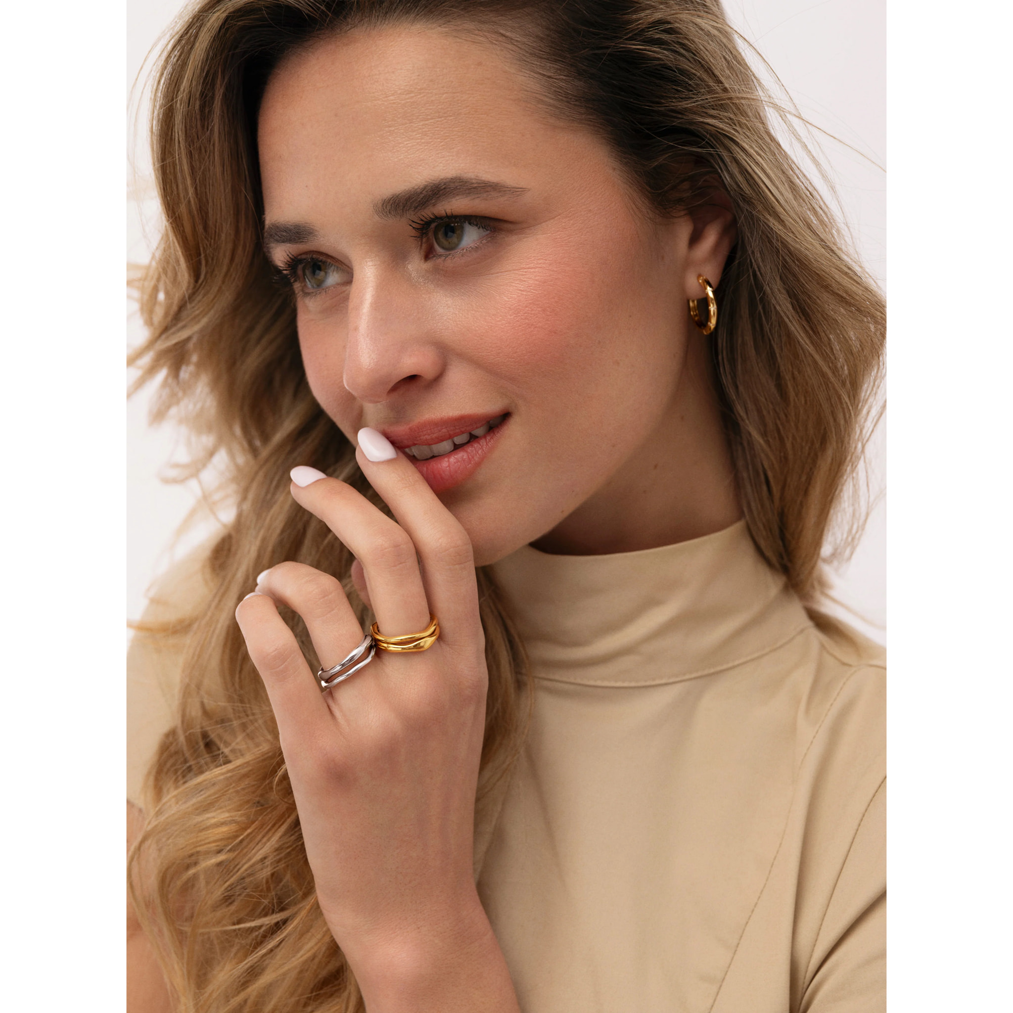 Anello Set di 2 Anelli Nea Acciao Placcato Oro