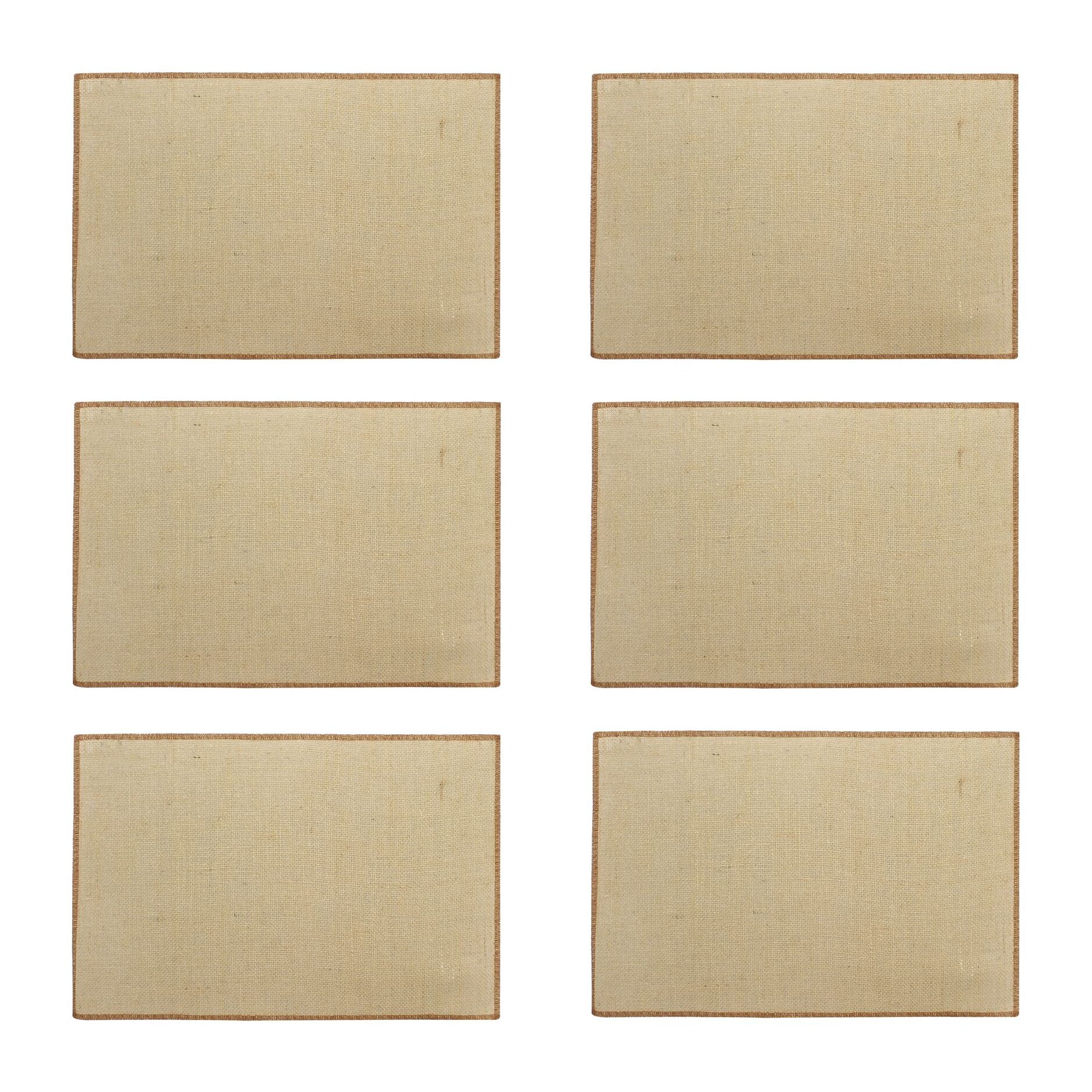 Lot de 6 sets de table en jute et contour marron 45x30cm