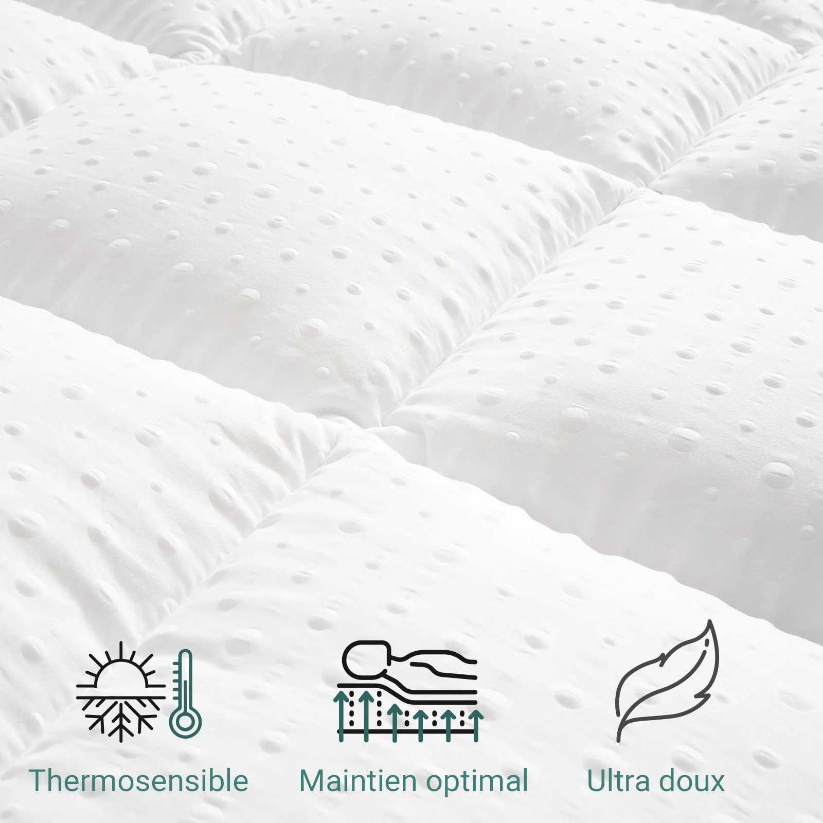 Surmatelas Cosy | 100% microfibre | sangles de maintien | moelleux