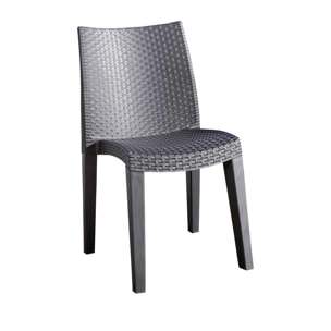 Sedia da esterno Trieste, Seduta da giardino, Sedia per tavolo da pranzo, Poltrona outdoor effetto rattan, 100 % Made in Italy, Cm 48x55h86, Antracite