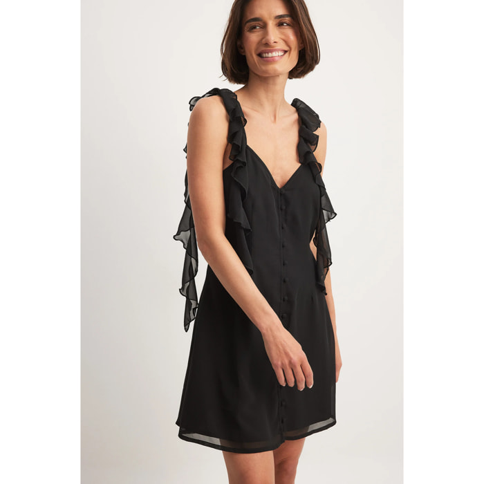 Ruffle Shoulder Chiffon Mini Dress Vestiti da festival Nakd