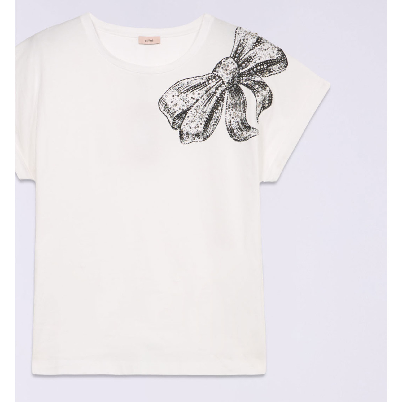 Oltre - T-shirt in jersey con stampa e applicazioni - Bianco