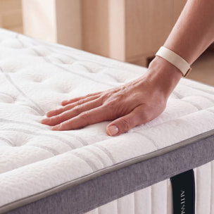 Ensemble Matelas Altesse & Sommier Kit Bois, Mémoire de Forme & Hyper Soft, 27 cm, Accueil Enveloppant, Soutien Ferme