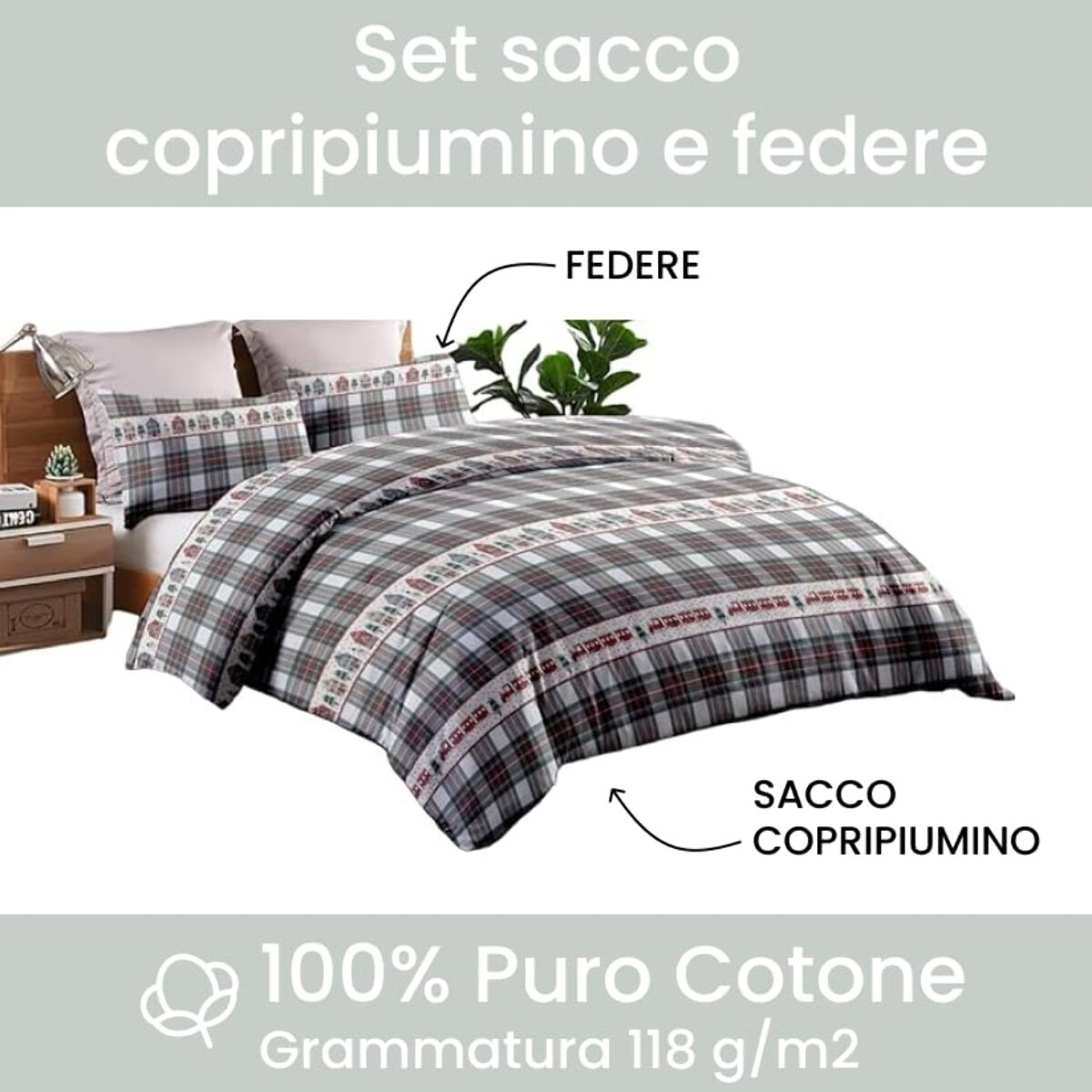 Intrecci – Set sacco piumino e federe in cotone Matrimoniale