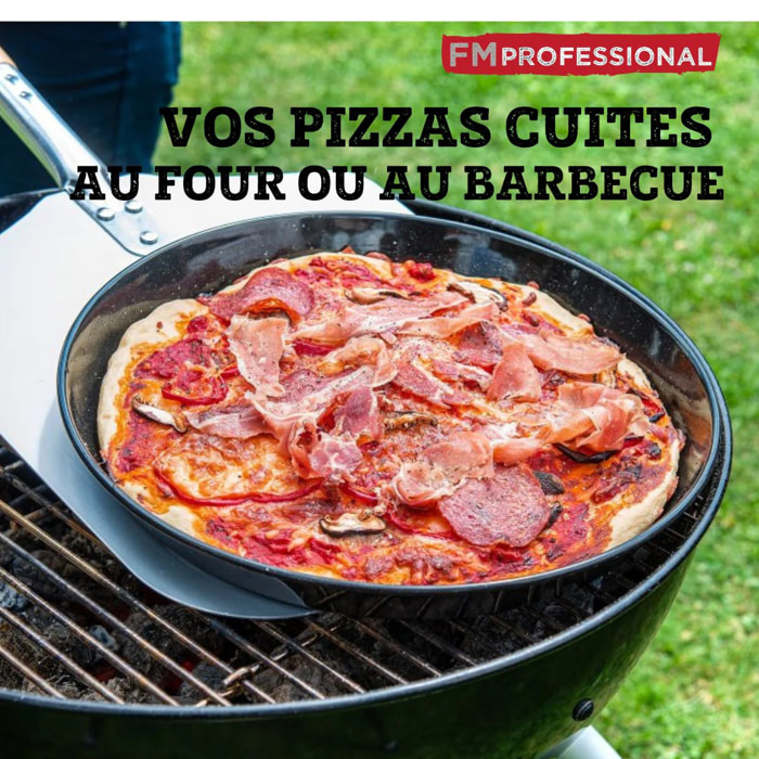 Plaque à pizza perforée ronde four et barbecue 32 cm FM Professional Barbecue