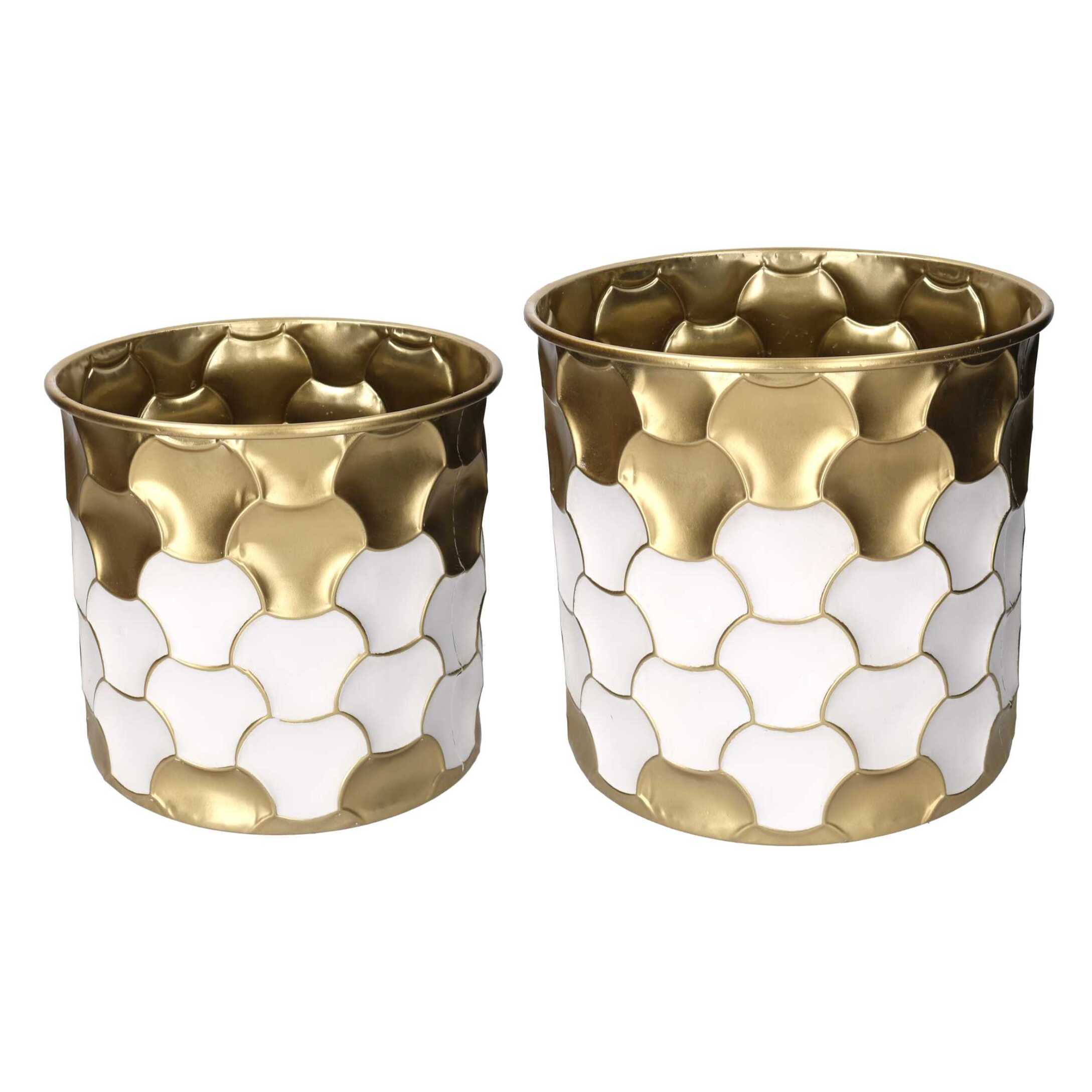 Set portavaso in metallo oro e bianco tondo