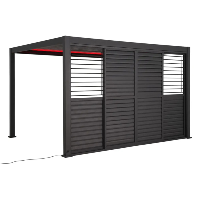 Persienne coulissante pour pergola bioclimatique "Evora" 3,4 x 2,3m Graphite
