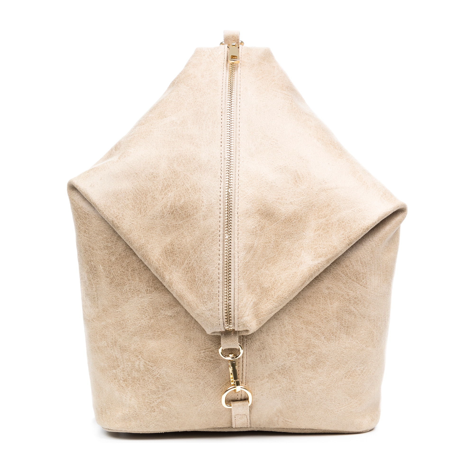 FIRENZE ARTEGIANI Lorena Borsa Zaino da Donna. Vera Pelle Scamosciata Stone Washed Made in Italy 29x12x35 Cm. Beige
