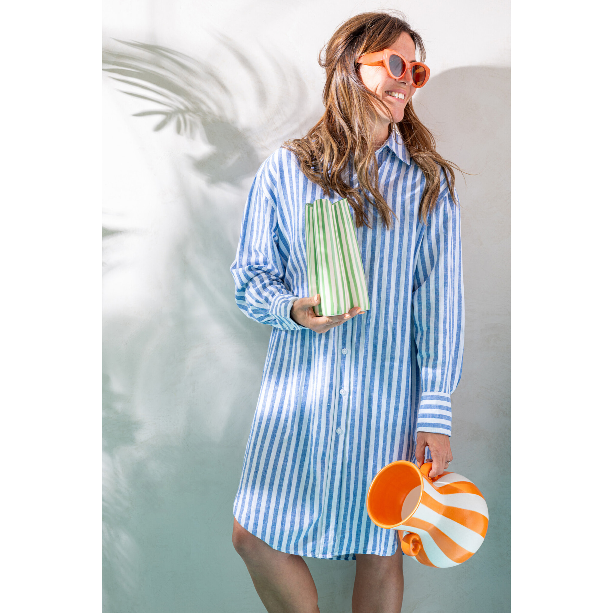 J-Line Vase Ligné - céramique - orange/blanc