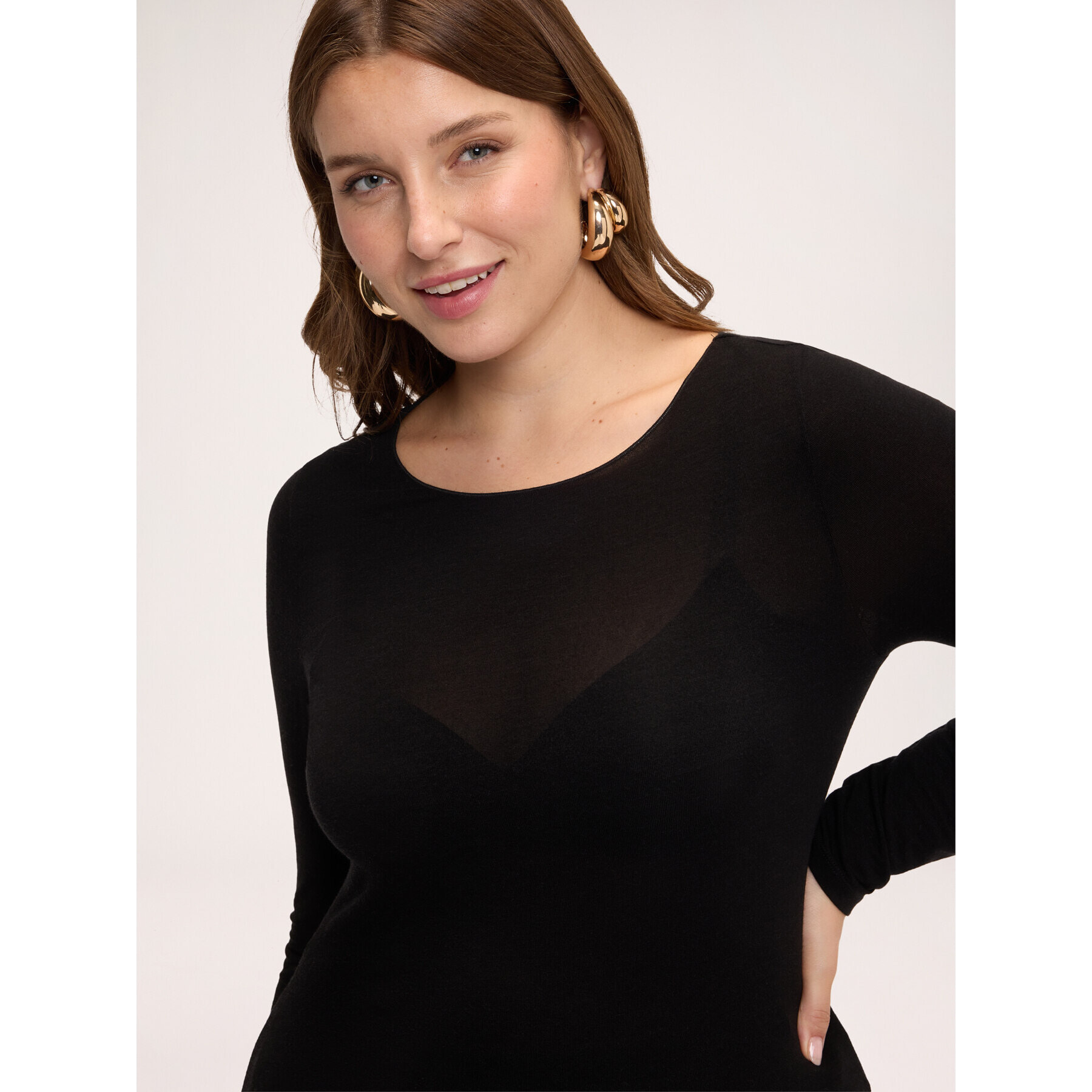 Fiorella Rubino - Maglia second skin in misto cashmere - Nero