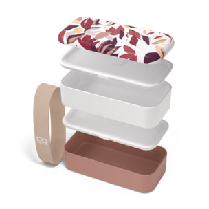 Set repas lunch box 2 étages 1L rose Vegetal + accessoires