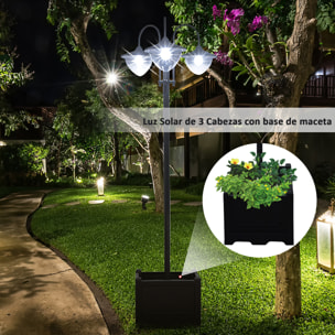 Farol Solar de Jardín 189 cm con 18 Luces LED Blanca Fría 6000K IP44 Base Maceta