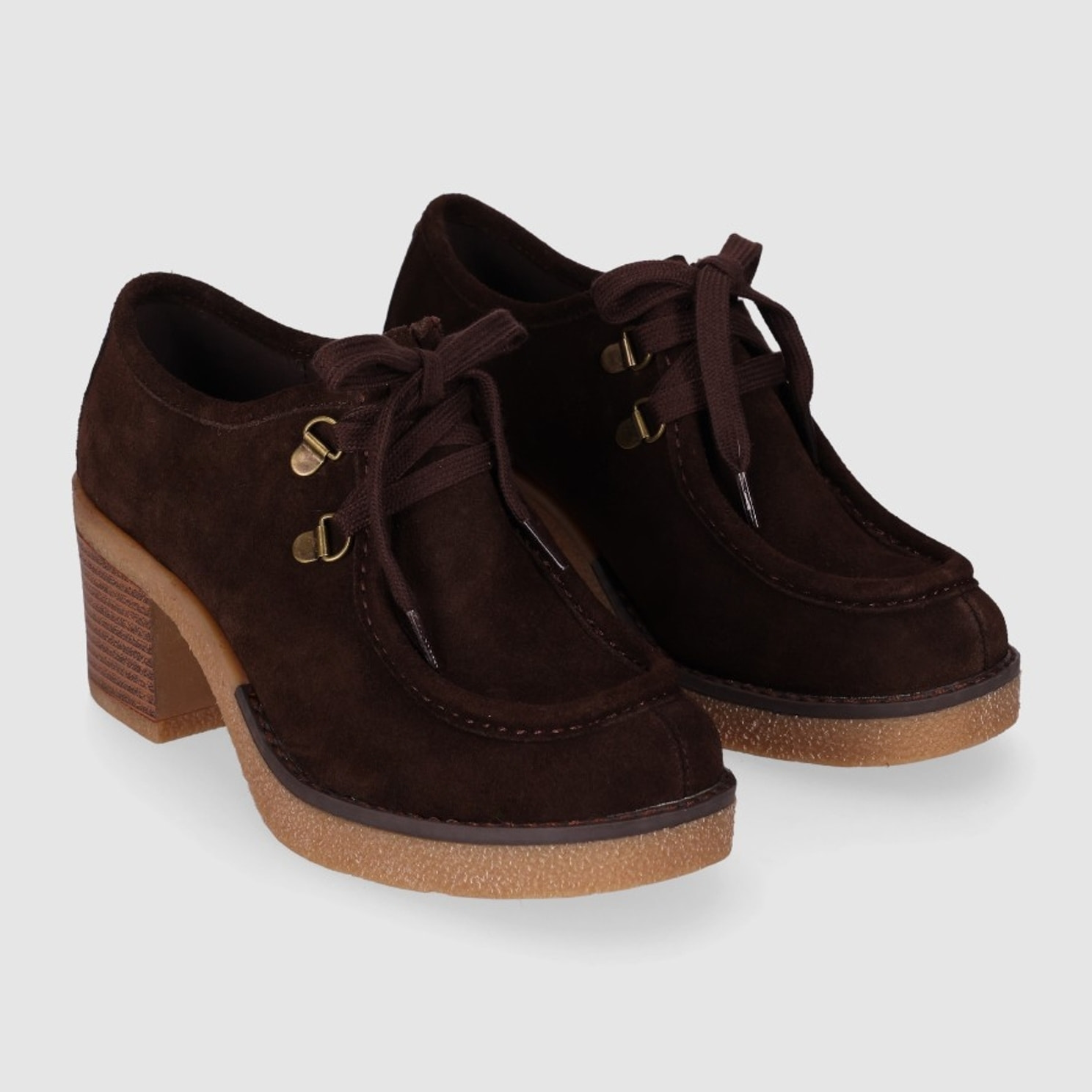 Zapatos de Serraje - Marron - Tacón: 6 cm