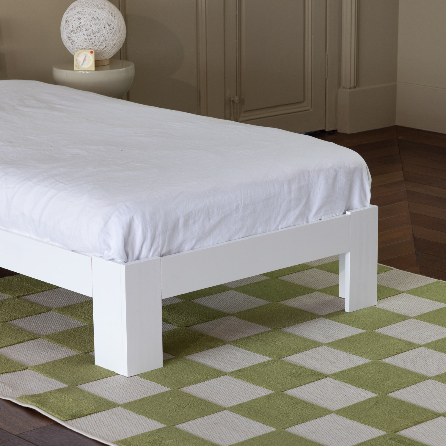 Lit en bois avec tête de lit 90x190cm blanc FINN