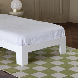 Lit en bois avec tête de lit 90x190cm blanc FINN