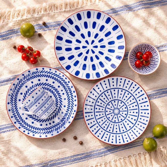 Lot de 6 grandes assiettes, SANTORIN