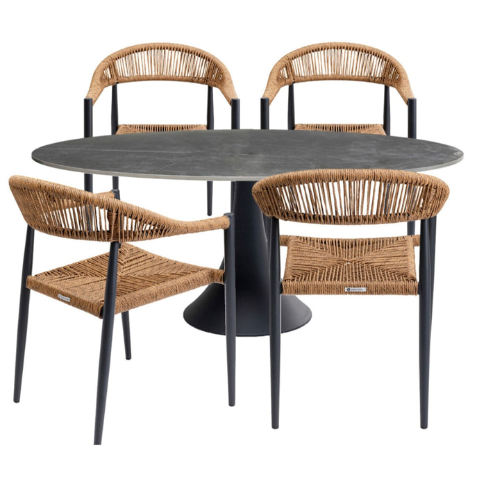 Ensemble de jardin Grande Possibilita table 180cm et 4 chaises nature Kare Design