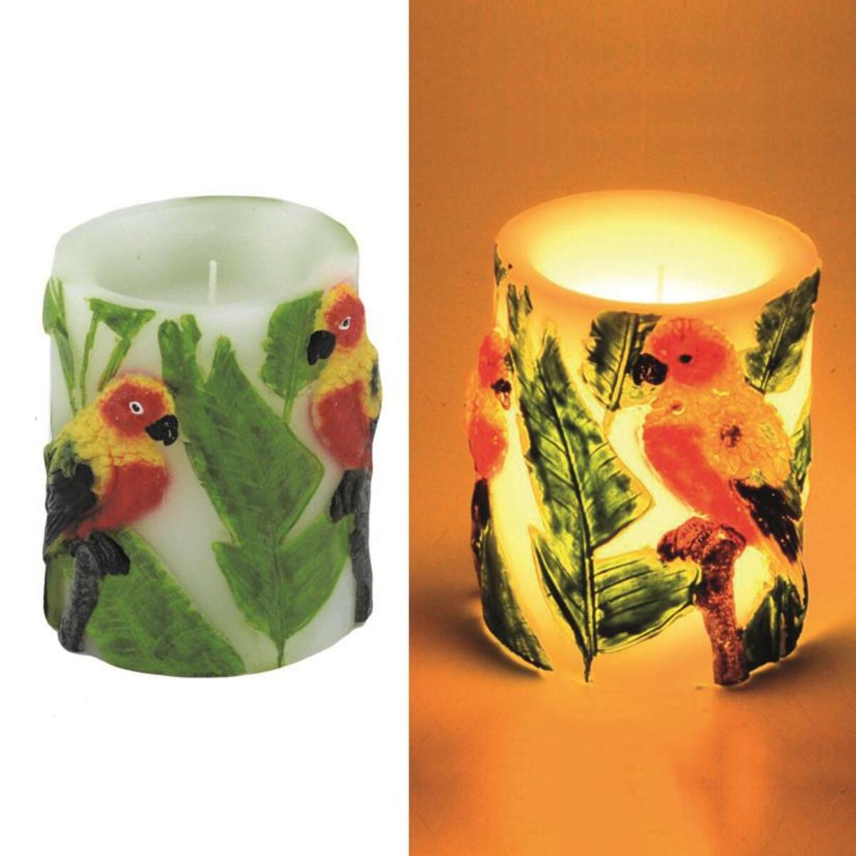 Candela con led pappagallo cmø8h10