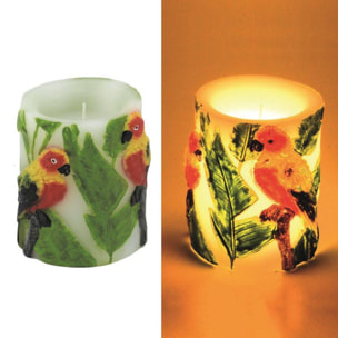 Candela con led pappagallo cmø8h10