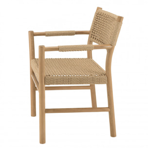 VALERIA - Lot de 2 fauteuils jardin accoudoirs teck rotin synthétique beige